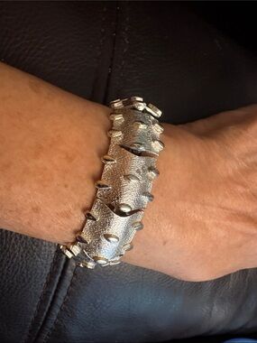Silver Coro Pegasus  Vintage lSpike-Detail Bracelet Good Condition
